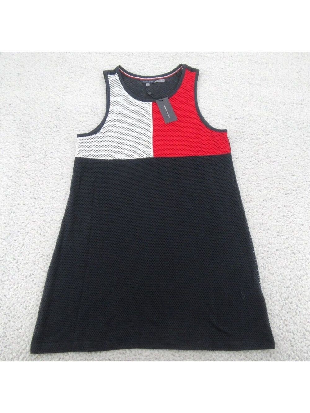 Tommy Hilfiger Swim Dress Cover-Up Mesh Navy Blue Red White Size S/M NEW $78 - Picture 4 of 13